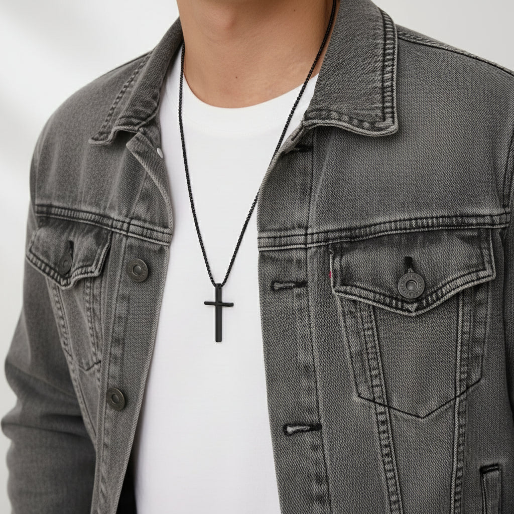 Colar Mattia – A Elegância Clássica da Cruz em Aço Inoxidável